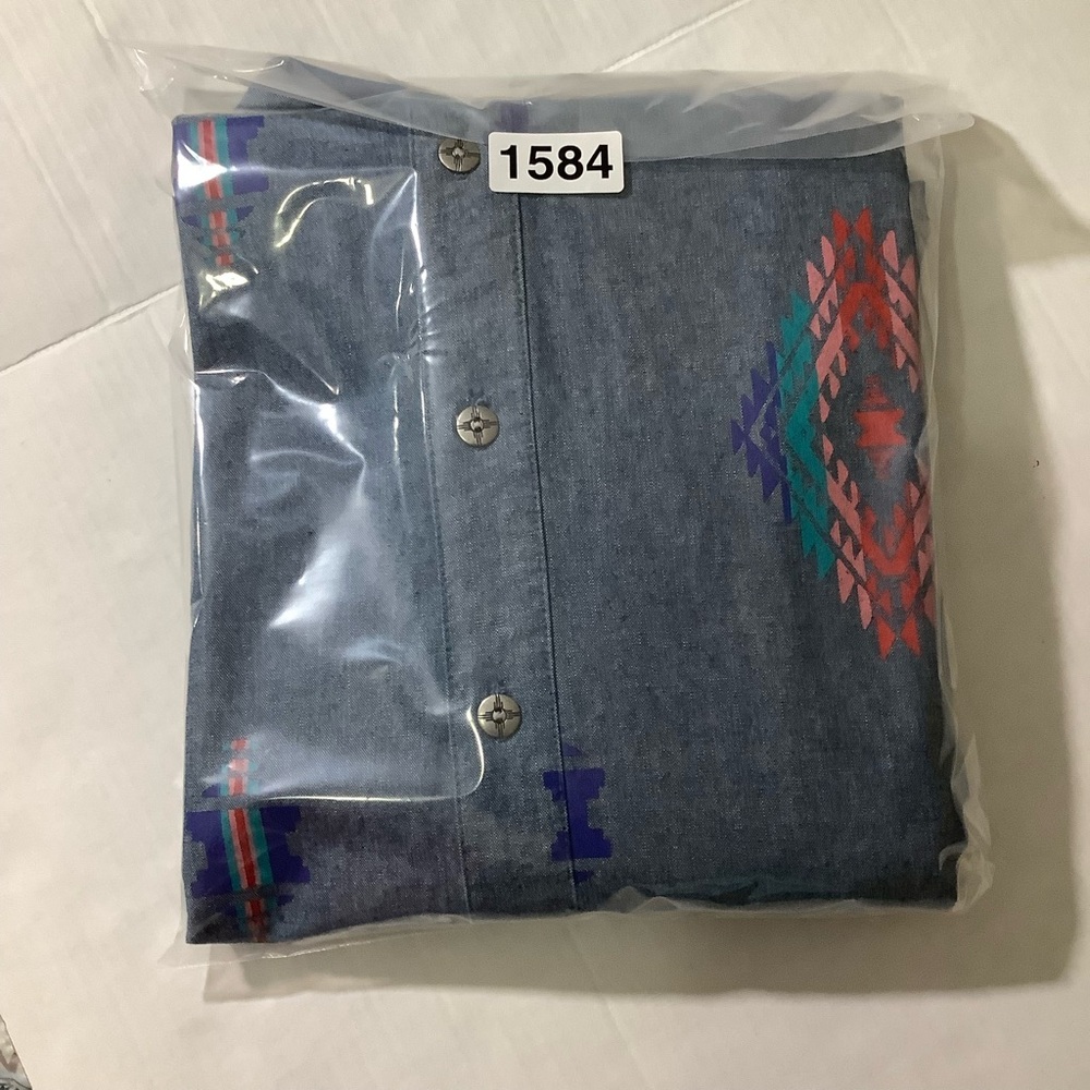 Denim & Co Button Down Chambray Shirts Western 100% Cotton - Picture 11 of 11